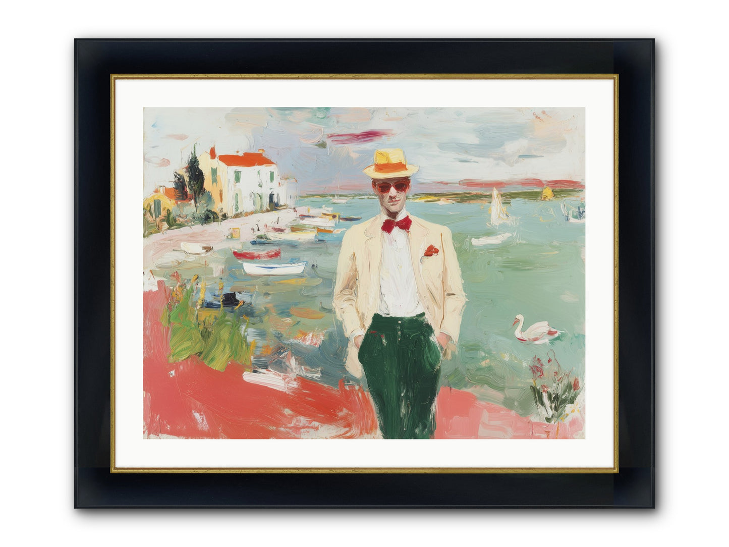 Salt Air Serenity Framed Print - Wide Black w/Gold 32x24