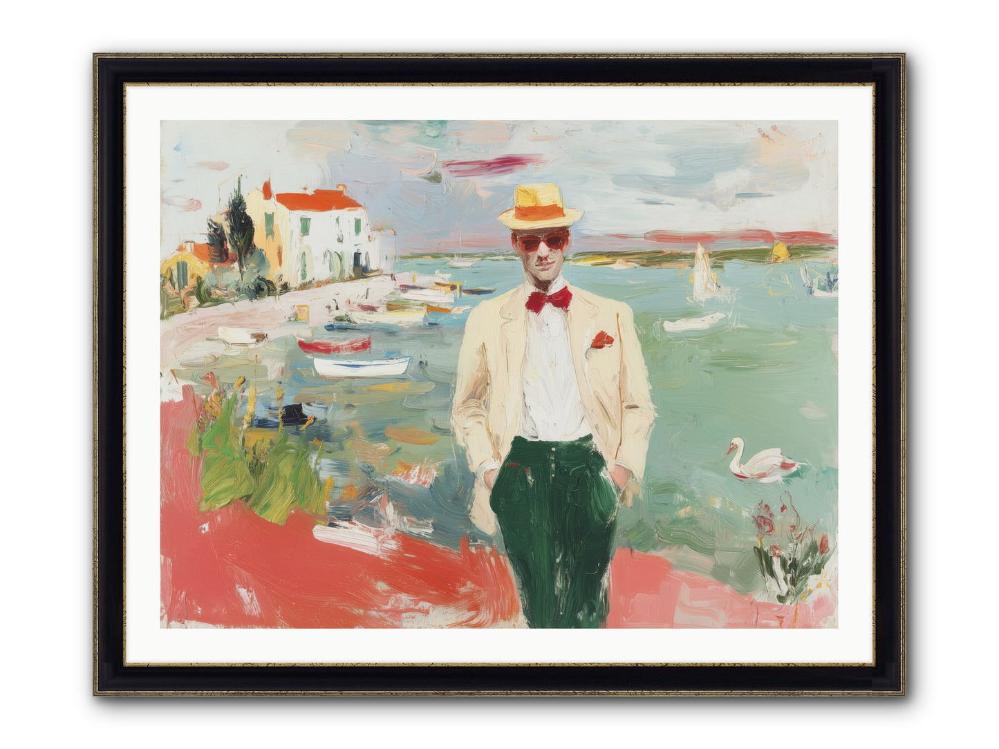 Salt Air Serenity Framed Print - Black & Gold 40x30