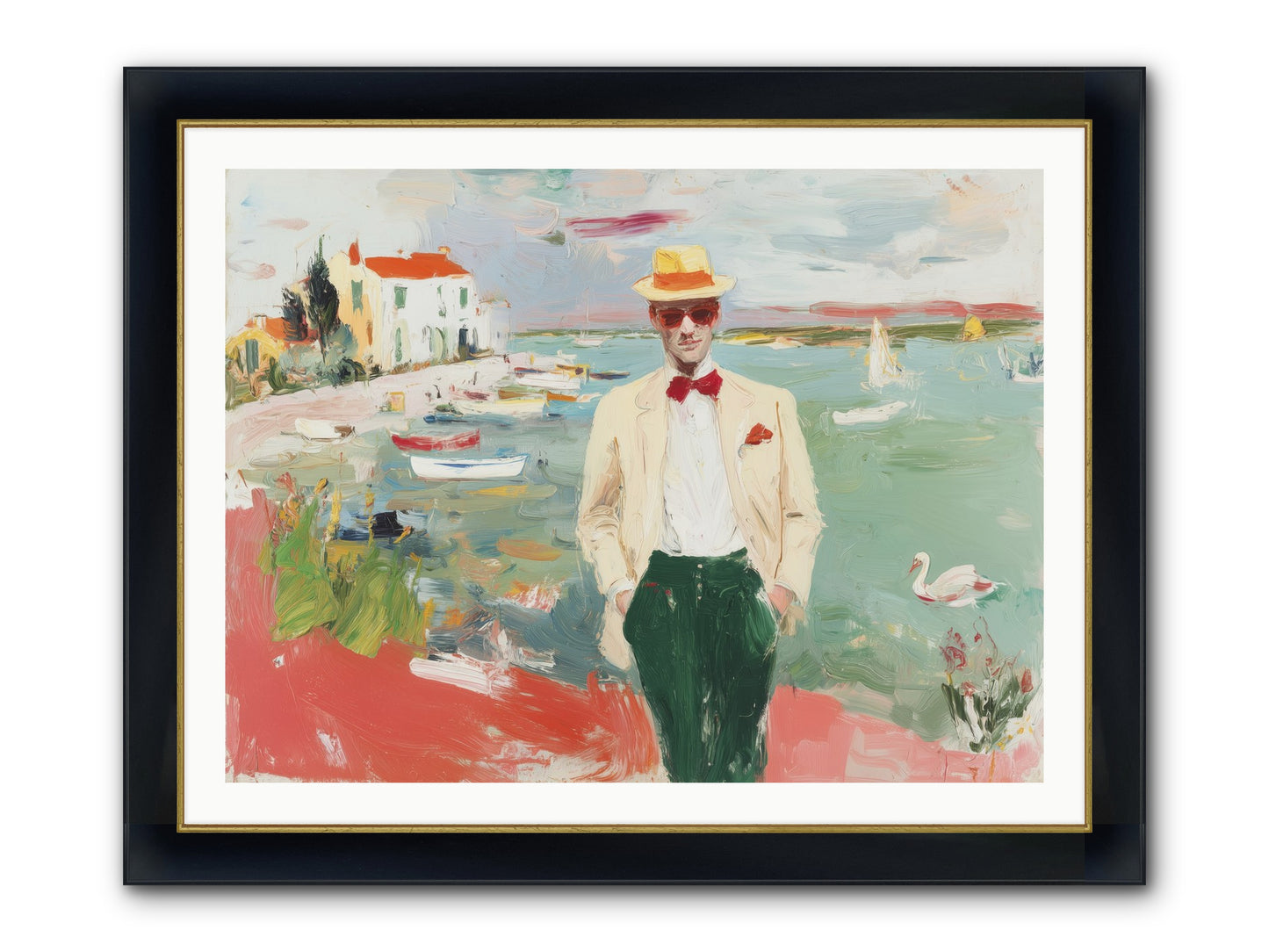 Salt Air Serenity Framed Print - Wide Black w/Gold 40x30