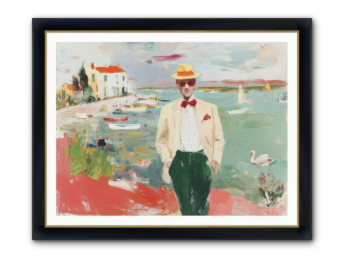 Salt Air Serenity Framed Print - Wide Black w/Gold 48x36