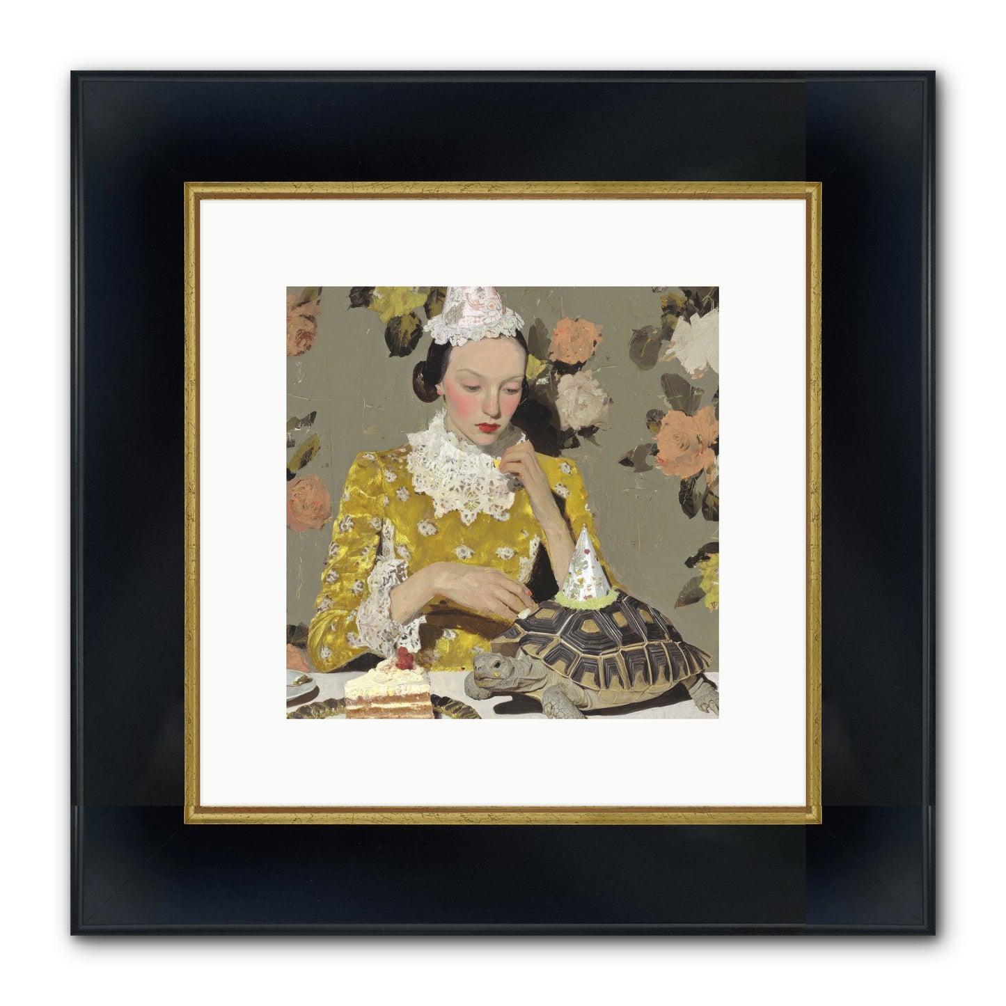 Salt and Clementine Framed Print - Wide Black w/Gold 10x10