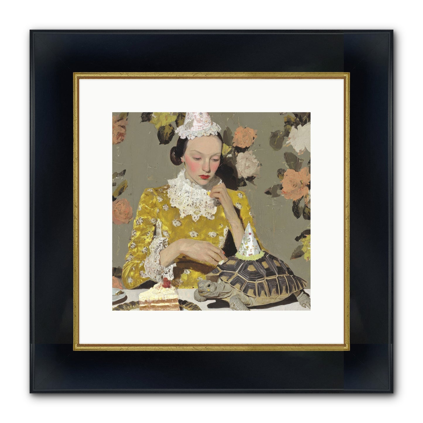 Salt and Clementine Framed Print - Wide Black w/Gold 12x12
