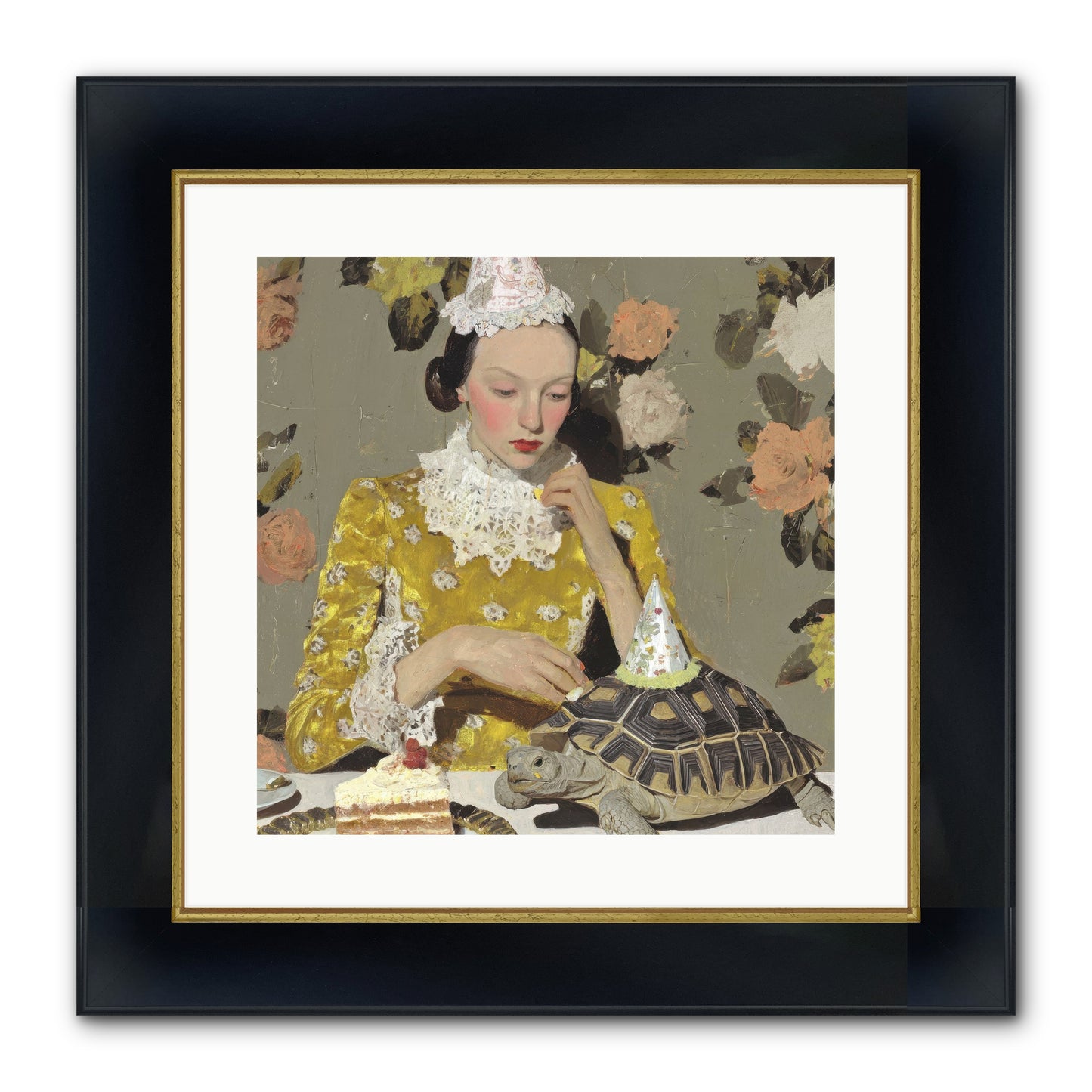 Salt and Clementine Framed Print - Wide Black w/Gold 16x16