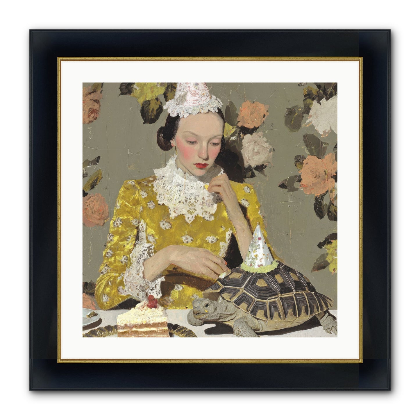 Salt and Clementine Framed Print - Wide Black w/Gold 24x24