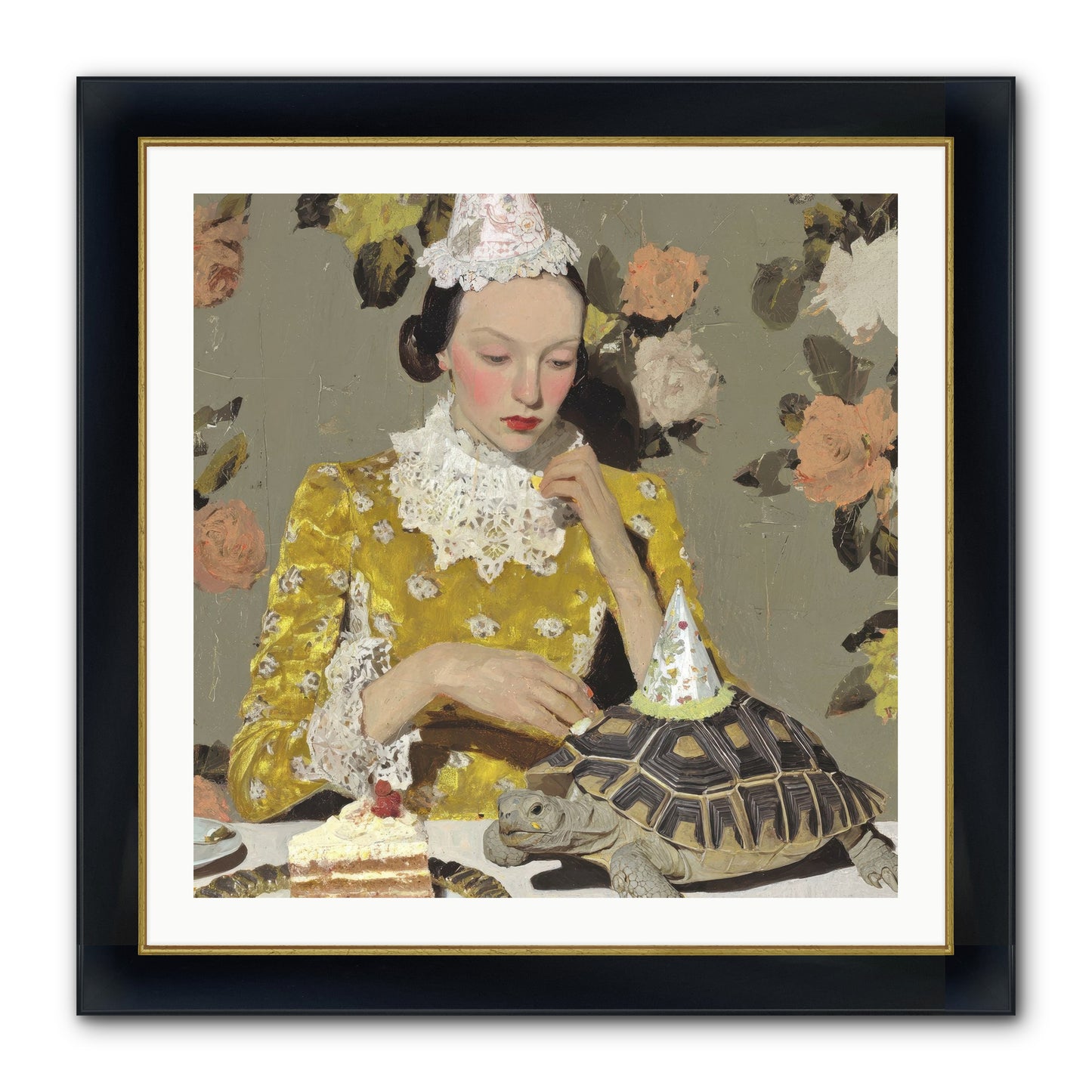 Salt and Clementine Framed Print - Wide Black w/Gold 30x30