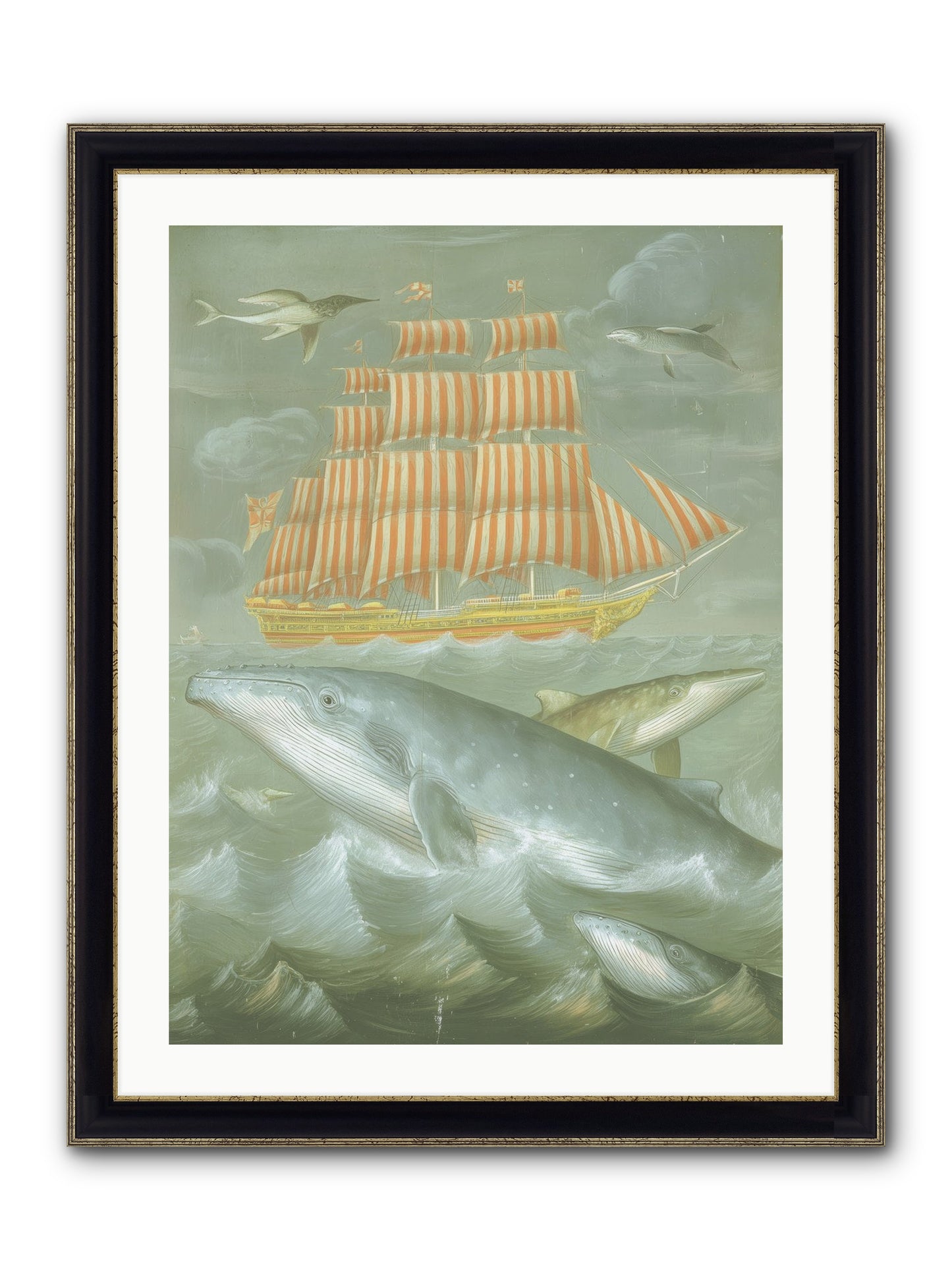 Saltwater Ghosts Framed Print - Black & Gold 24x32