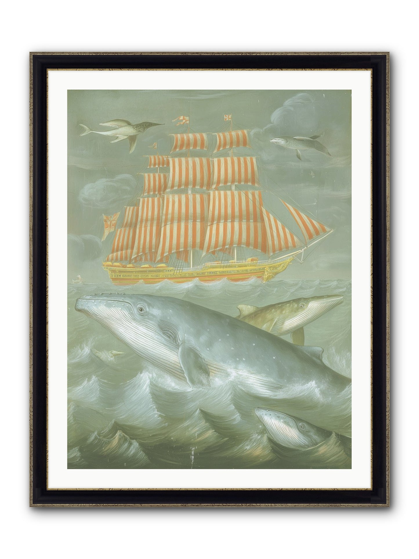 Saltwater Ghosts Framed Print - Black & Gold 30x40