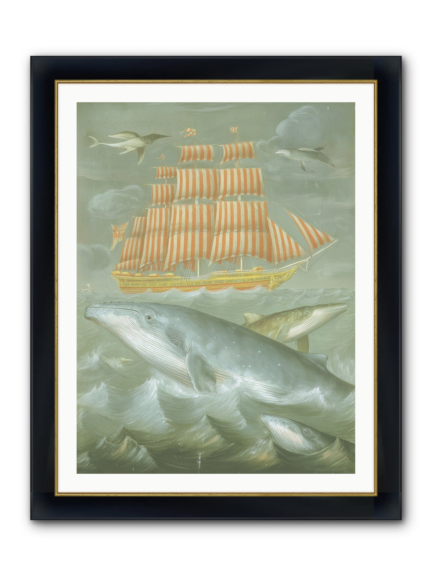 Saltwater Ghosts Framed Print - Wide Black w/Gold 30x40