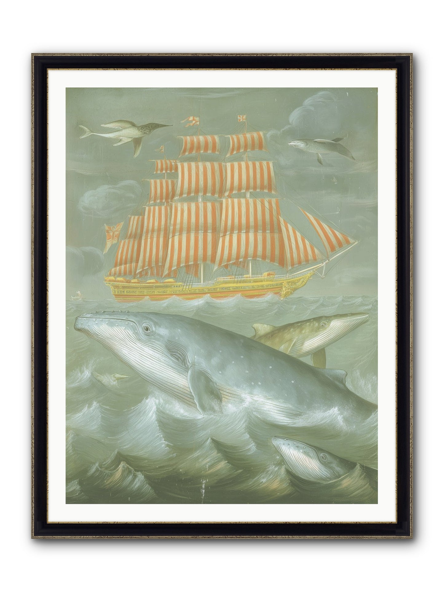 Saltwater Ghosts Framed Print - Black & Gold 36x48