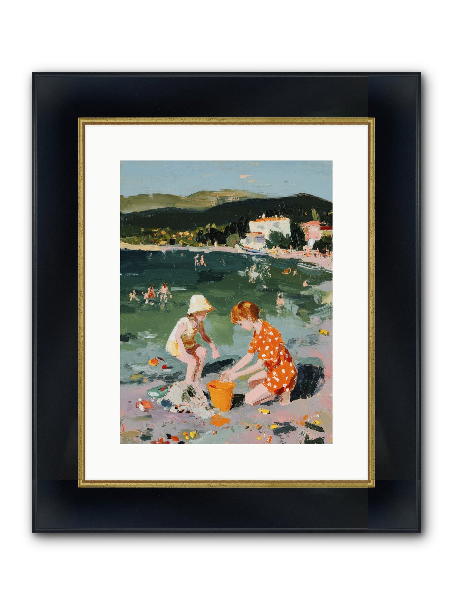 Sand Between Toes Framed Print - Wide Black w/Gold 12x16