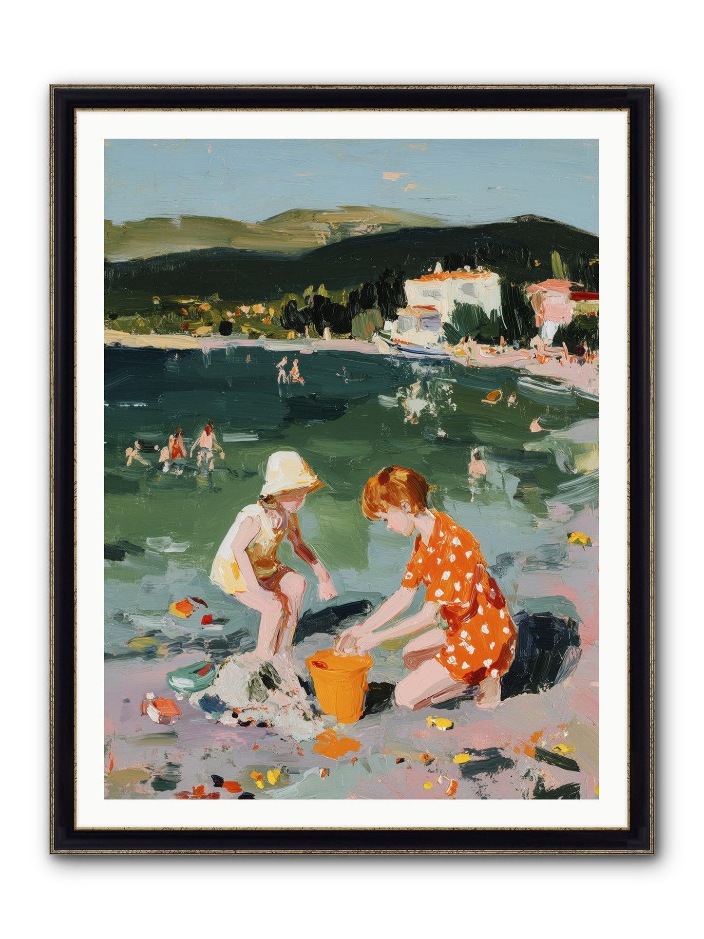 Sand Between Toes Framed Print - Black & Gold 36x48