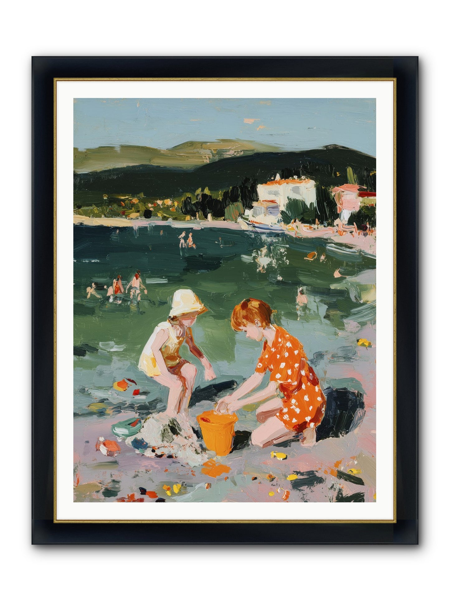 Sand Between Toes Framed Print - Wide Black w/Gold 36x48