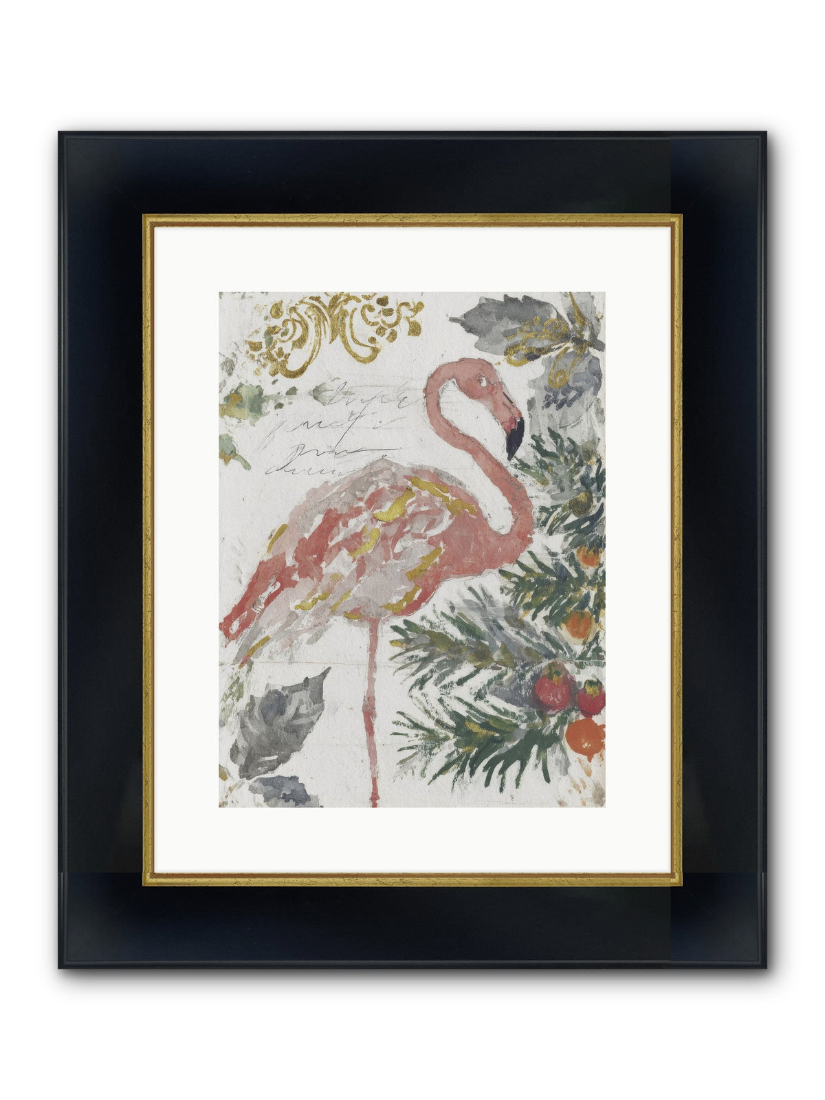 Sandcastle Snowflakes Framed Print - Wide Black w/Gold 12x16