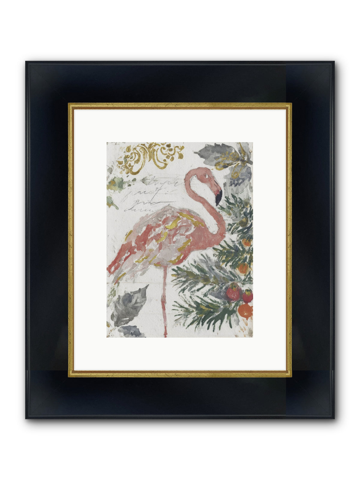 Sandcastle Snowflakes Framed Print - Wide Black w/Gold 9x12