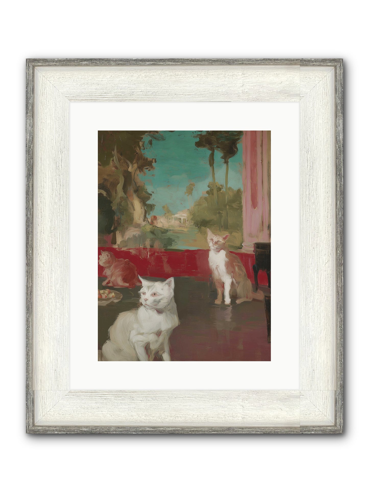 Saturday's Velvet Visitors Framed Print - Driftwood White 12x16