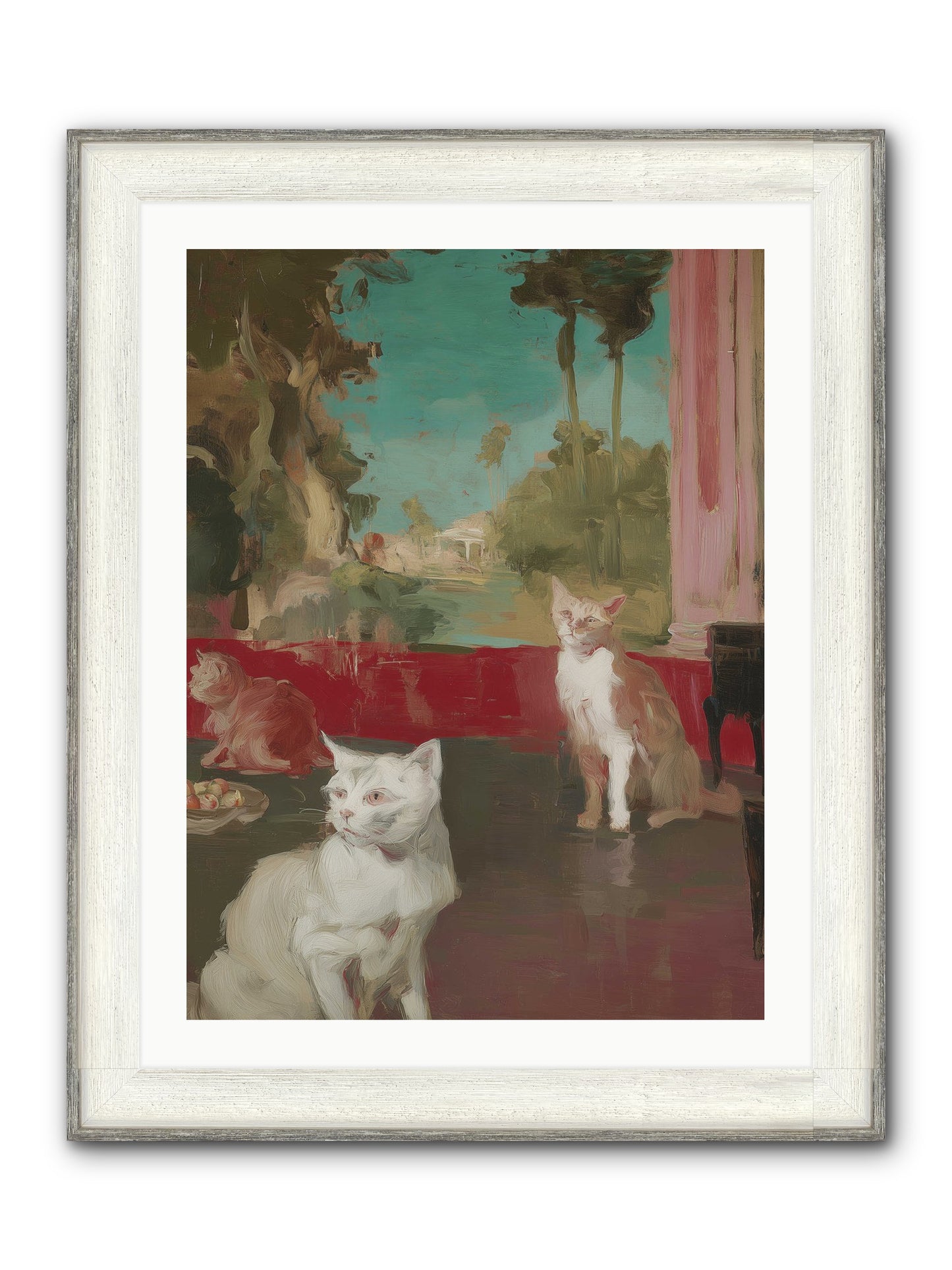 Saturday's Velvet Visitors Framed Print - Driftwood White 24x32