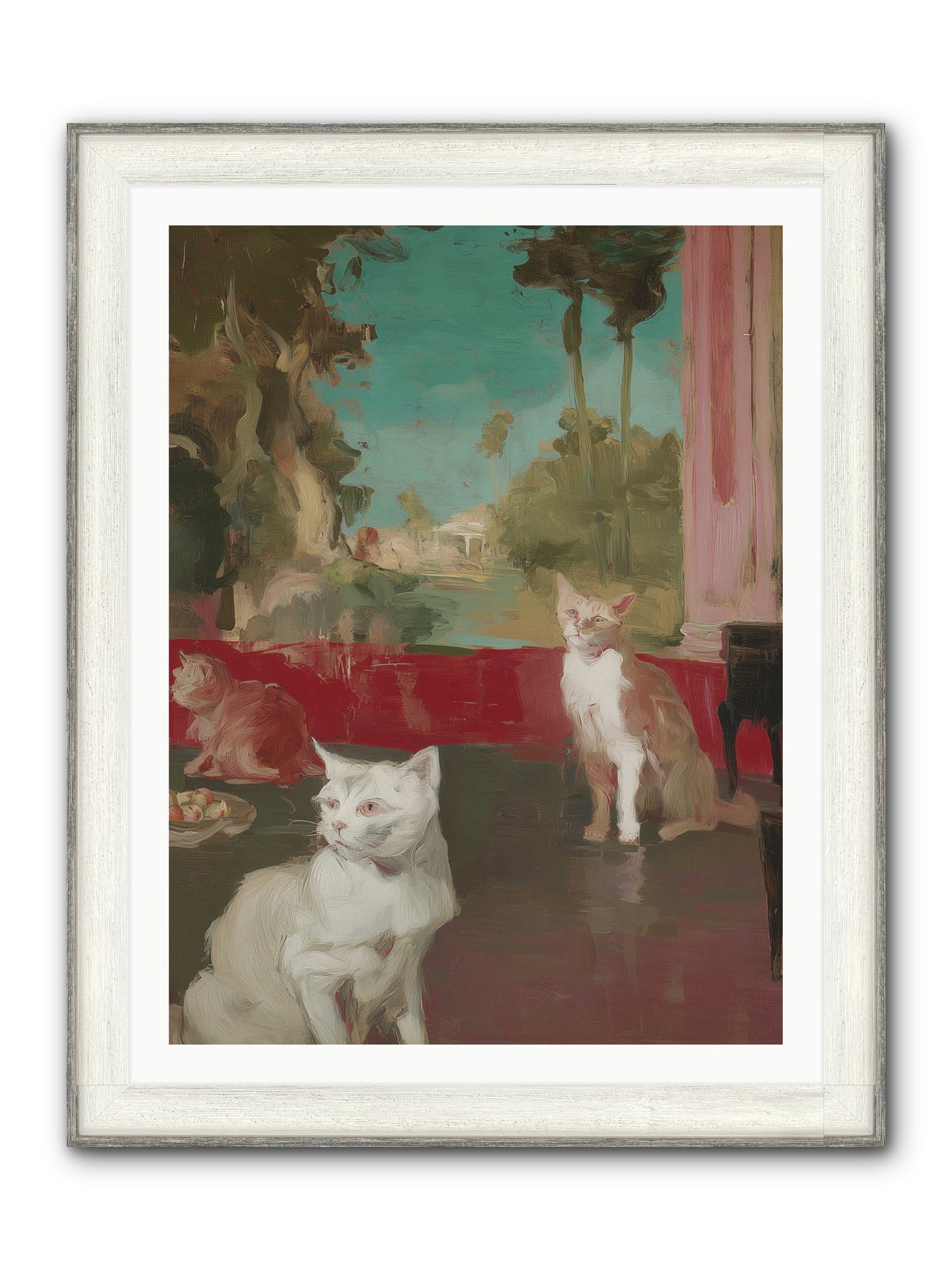 Saturday's Velvet Visitors Framed Print - Driftwood White 30x40
