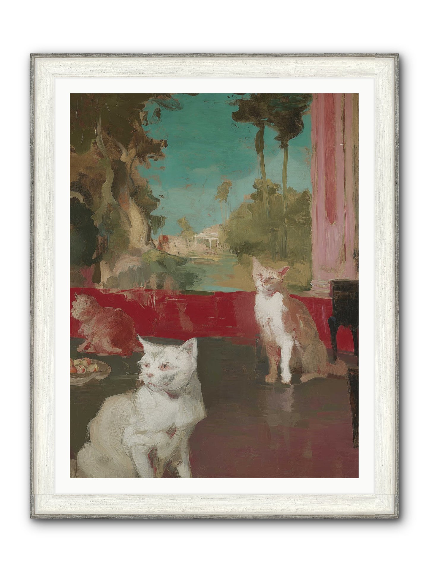 Saturday's Velvet Visitors Framed Print - Driftwood White 36x48