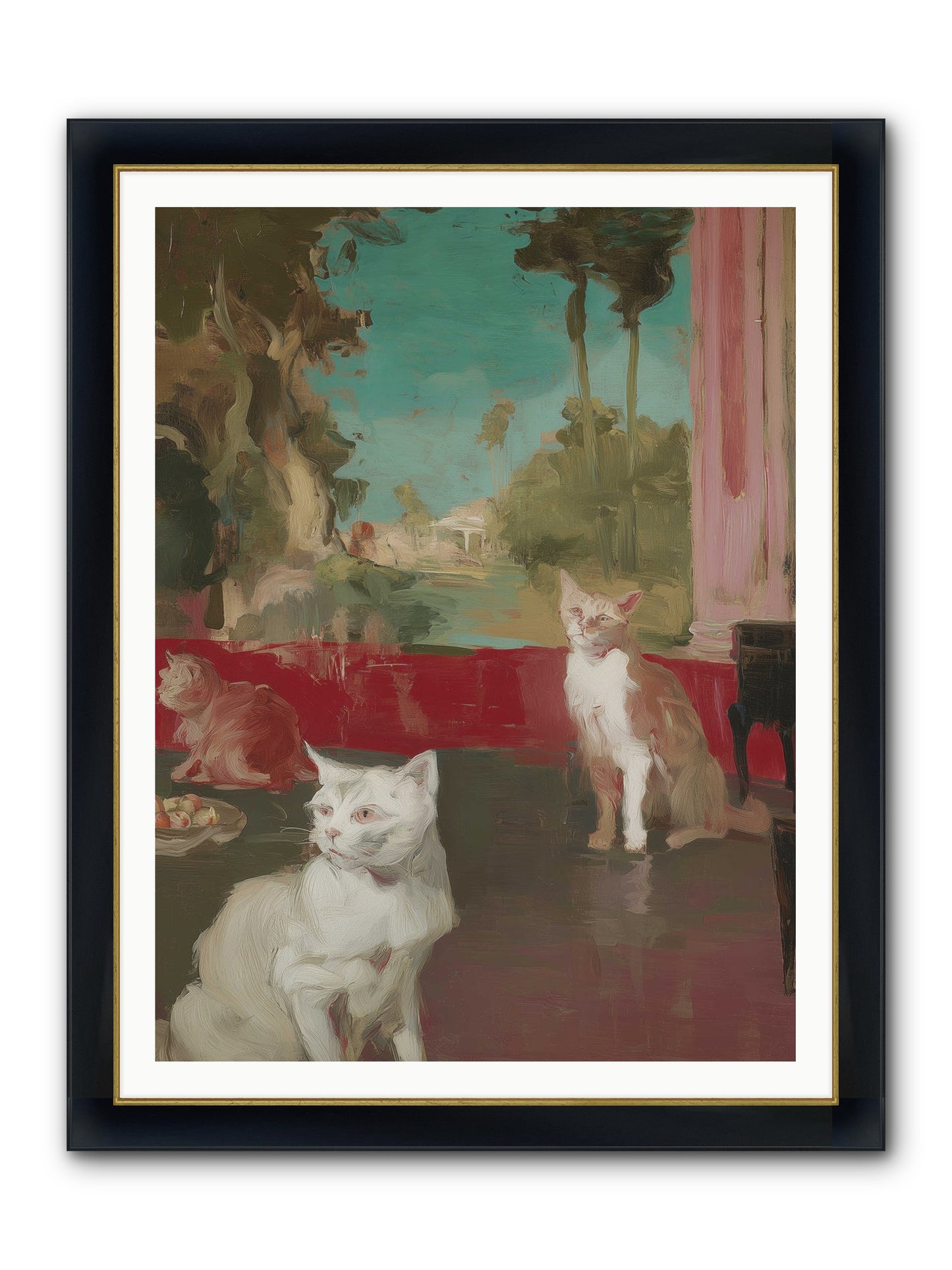 Saturday's Velvet Visitors Framed Print - Wide Black w/Gold 36x48