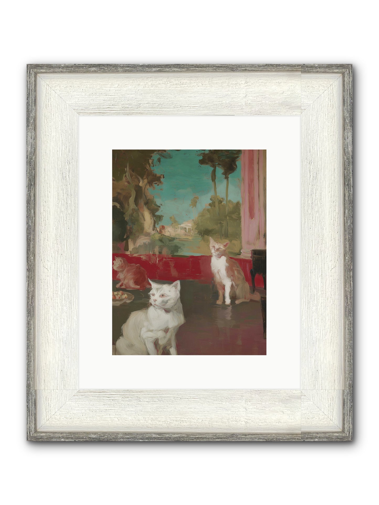 Saturday's Velvet Visitors Framed Print - Driftwood White 9x12