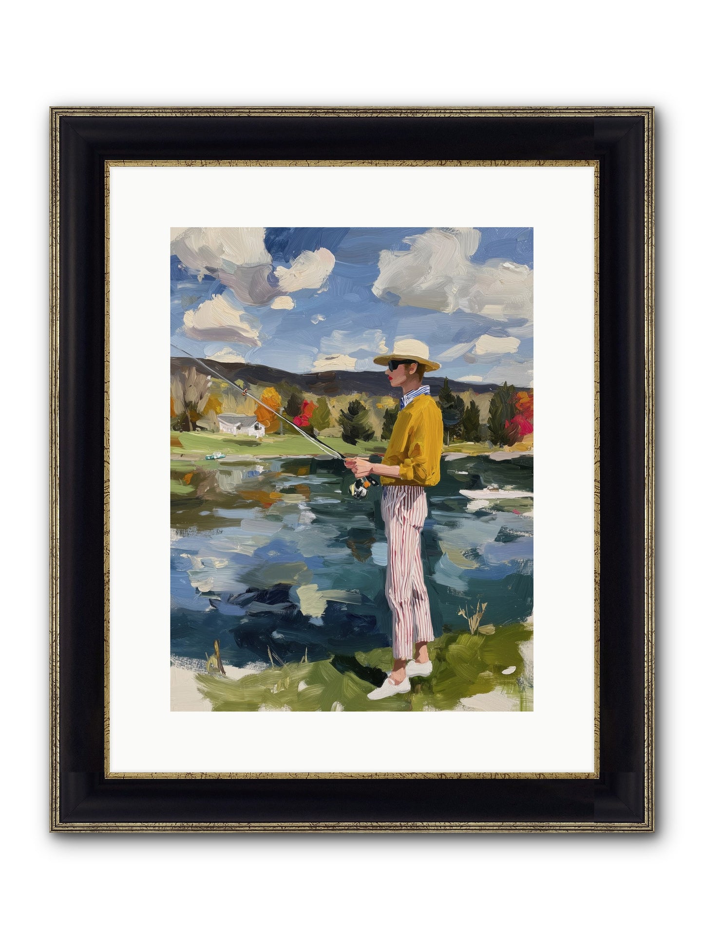 Saturday Serenity Framed Print - Black & Gold 12x16