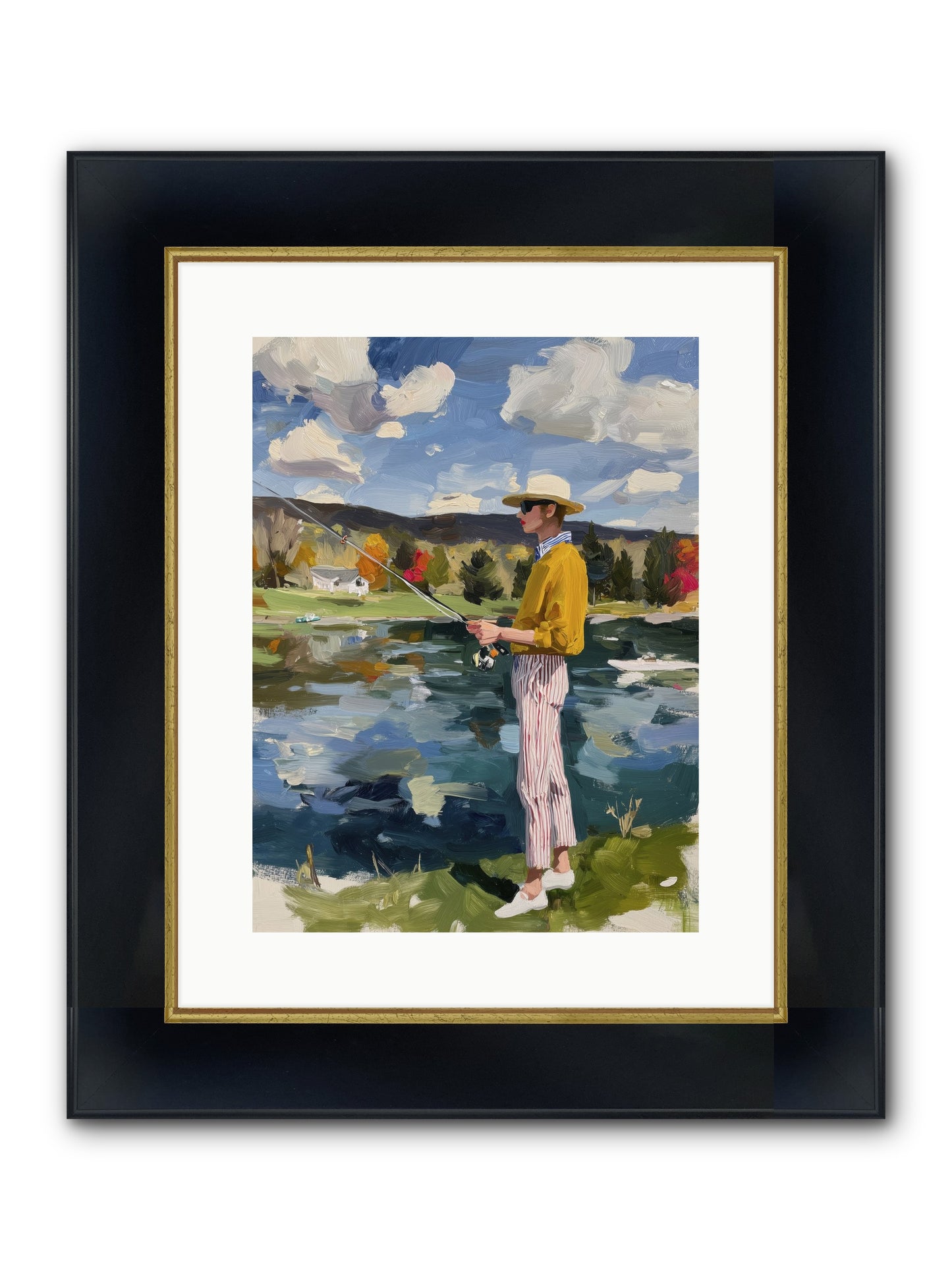 Saturday Serenity Framed Print - Wide Black w/Gold 12x16
