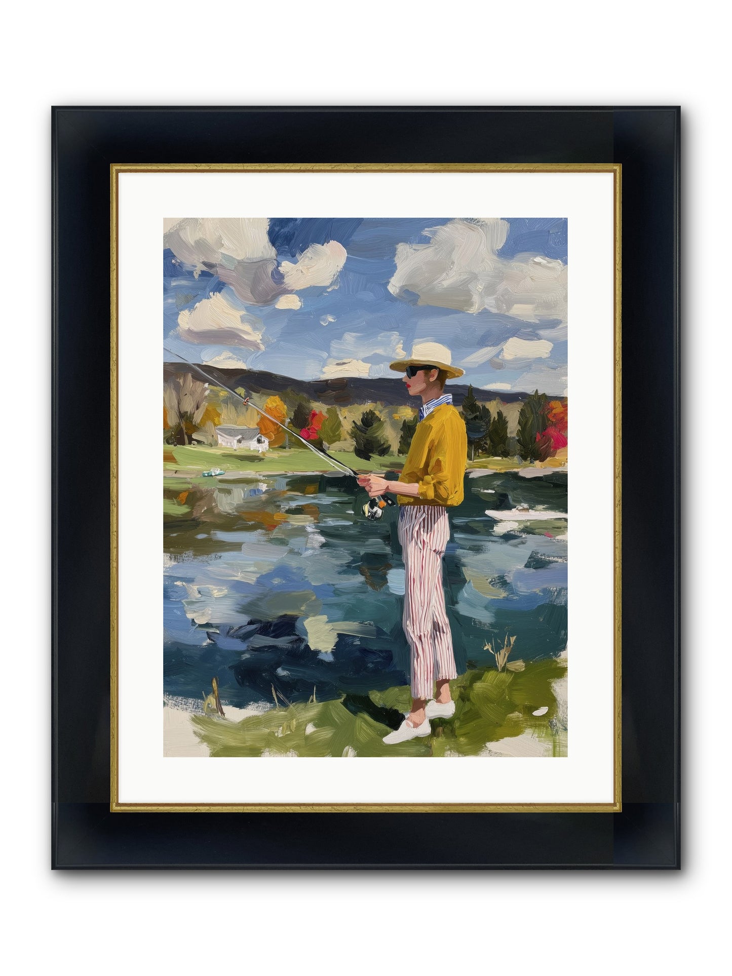 Saturday Serenity Framed Print - Wide Black w/Gold 18x24