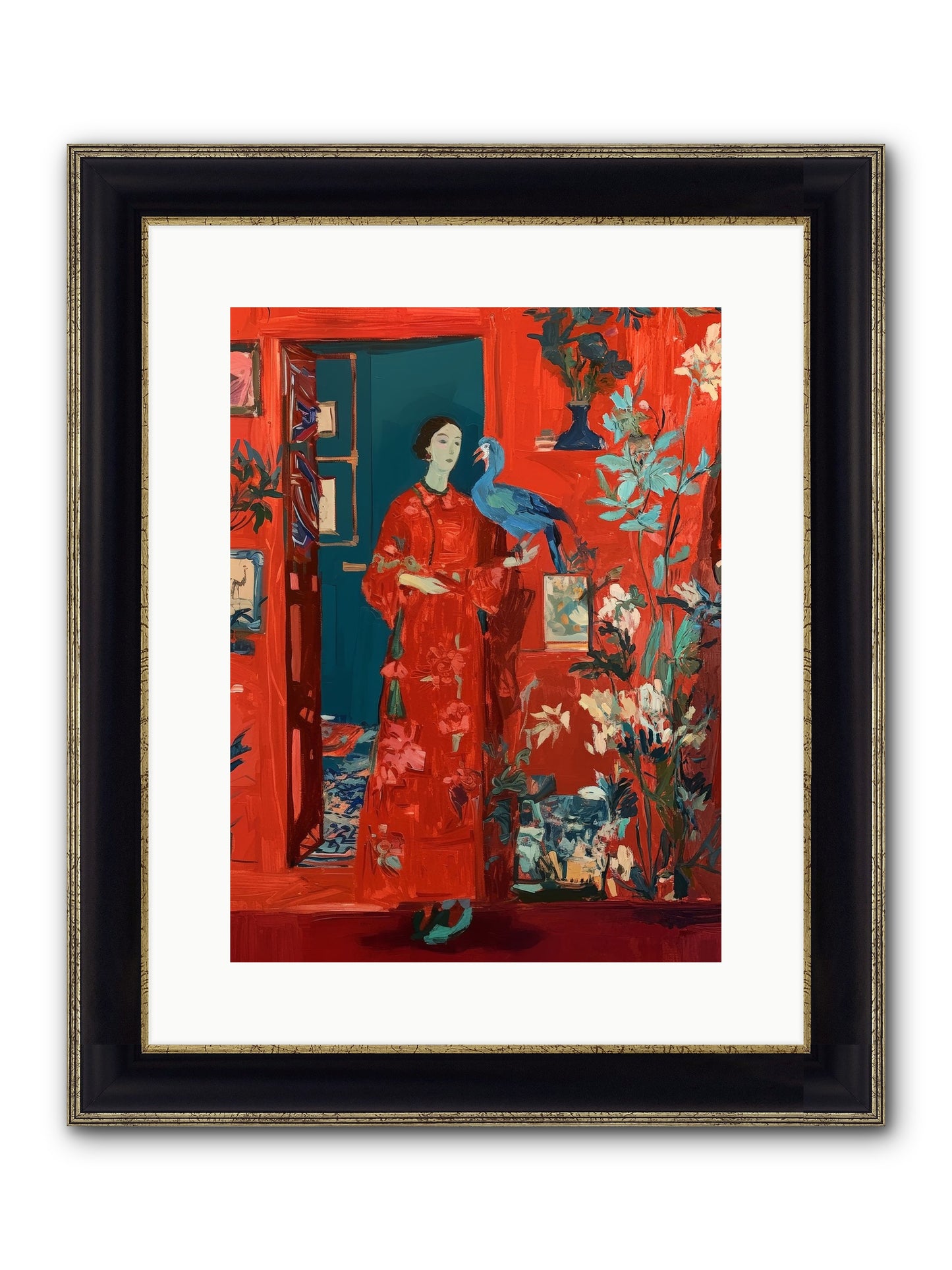 Scarlet Season Framed Print - Black & Gold 12x16