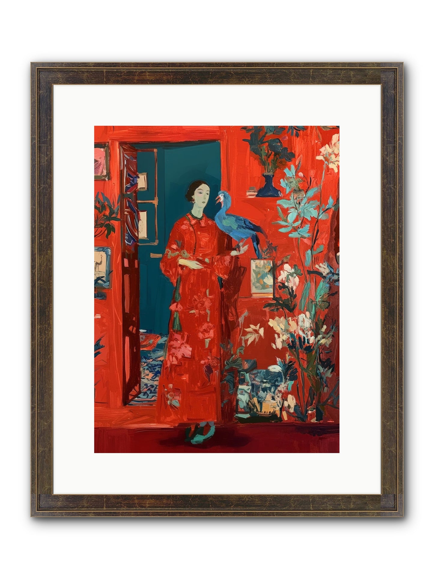 Scarlet Season Framed Print - Slimwoods Black/Gold 12x16