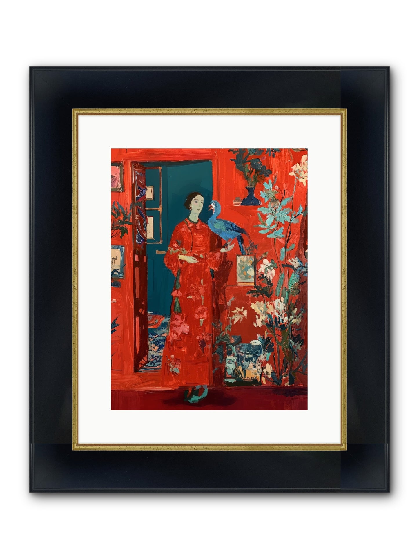 Scarlet Season Framed Print - Wide Black w/Gold 12x16