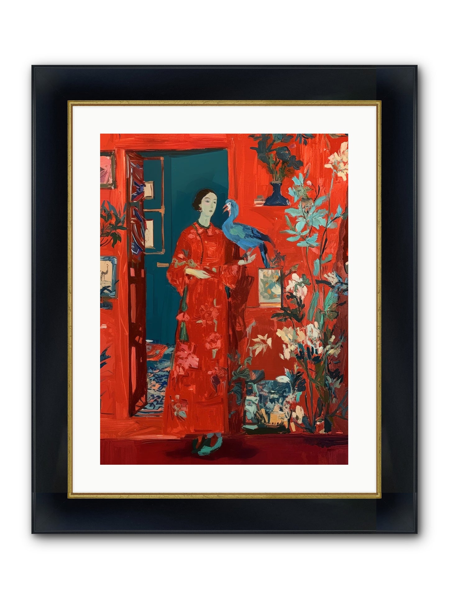 Scarlet Season Framed Print - Wide Black w/Gold 18x24