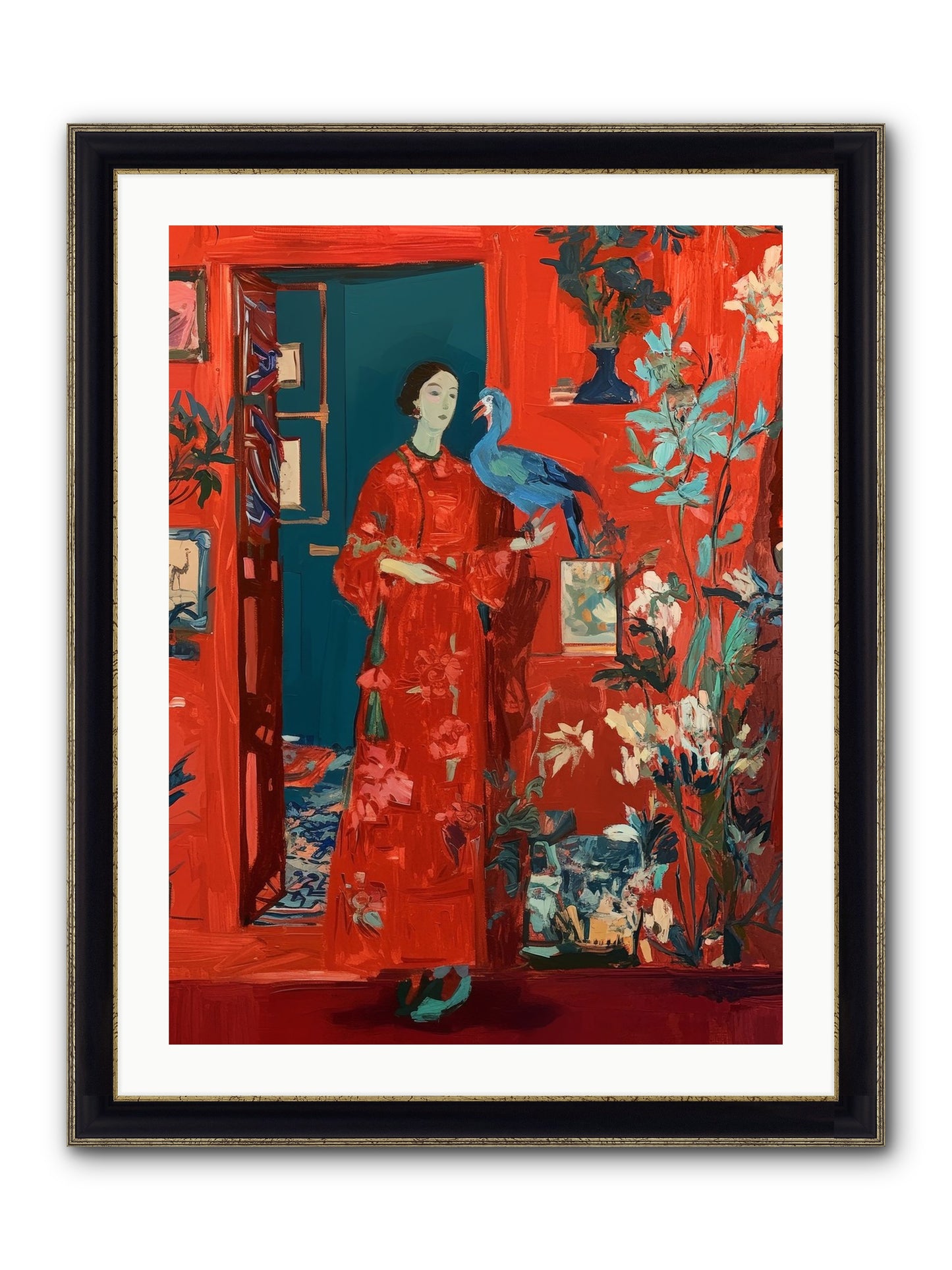 Scarlet Season Framed Print - Black & Gold 24x32