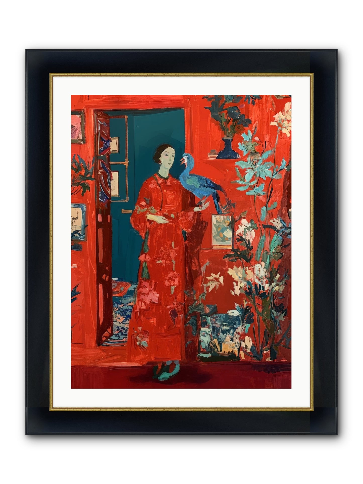 Scarlet Season Framed Print - Wide Black w/Gold 24x32