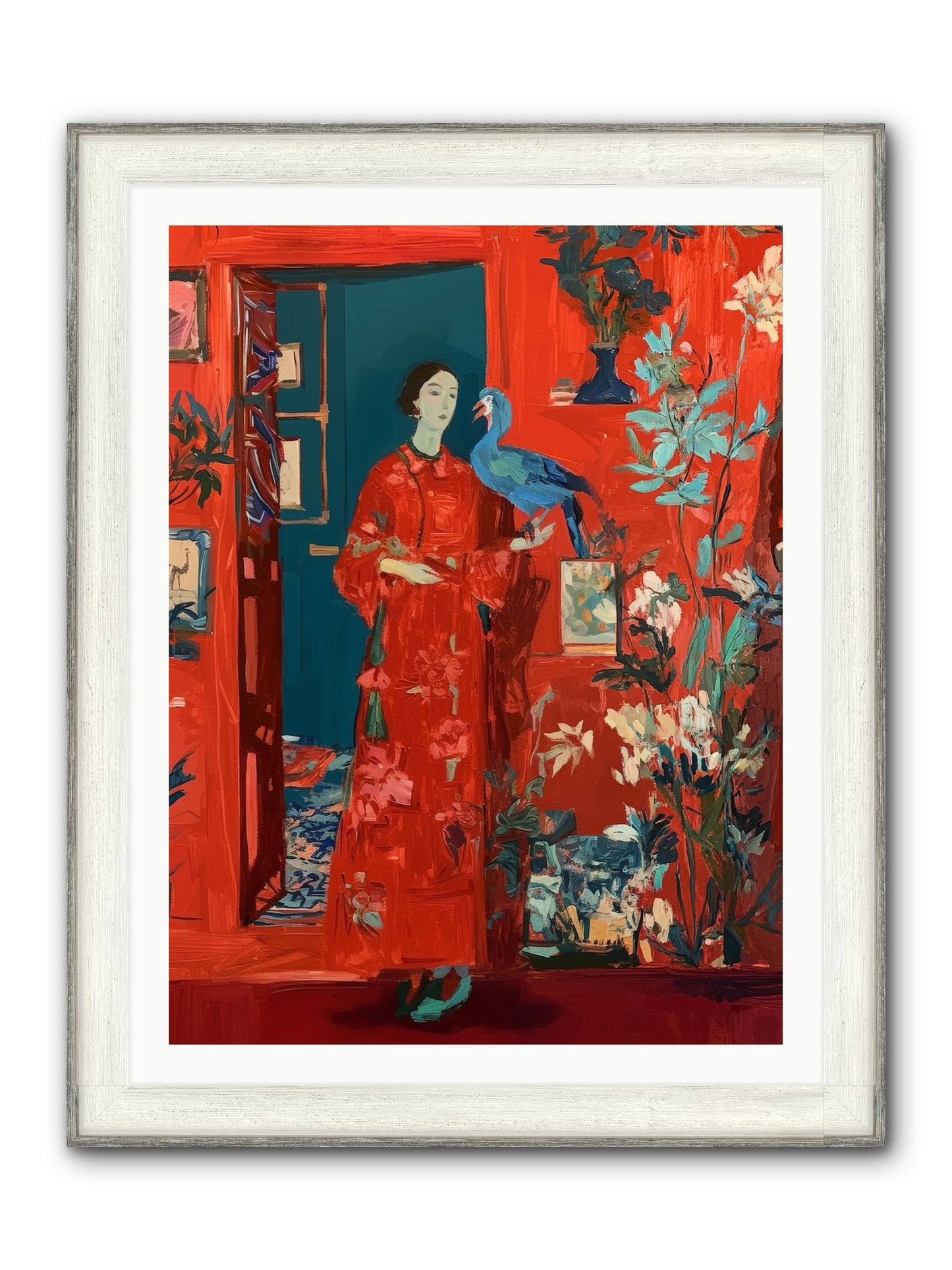 Scarlet Season Framed Print - Driftwood White 30x40
