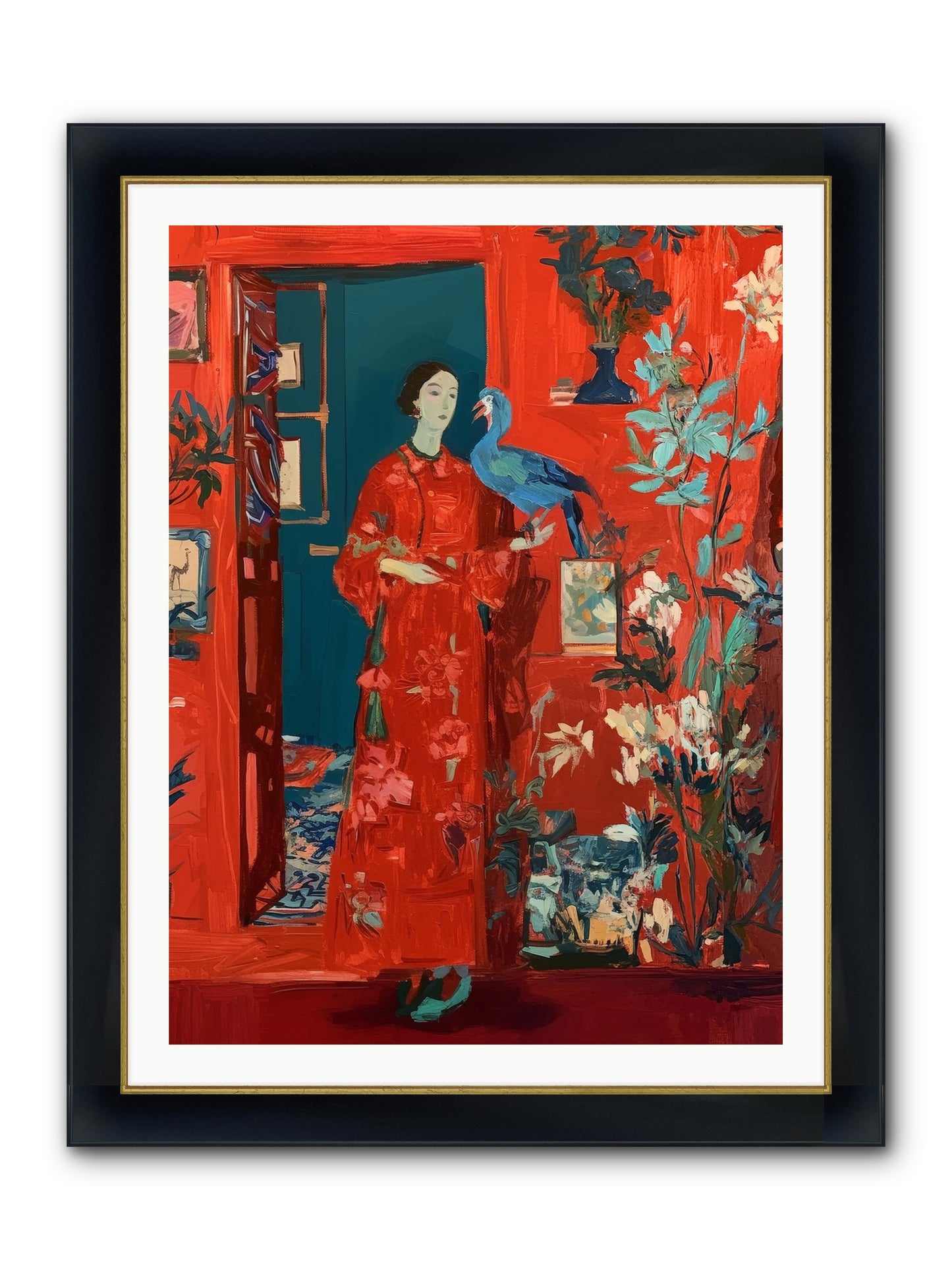 Scarlet Season Framed Print - Wide Black w/Gold 30x40