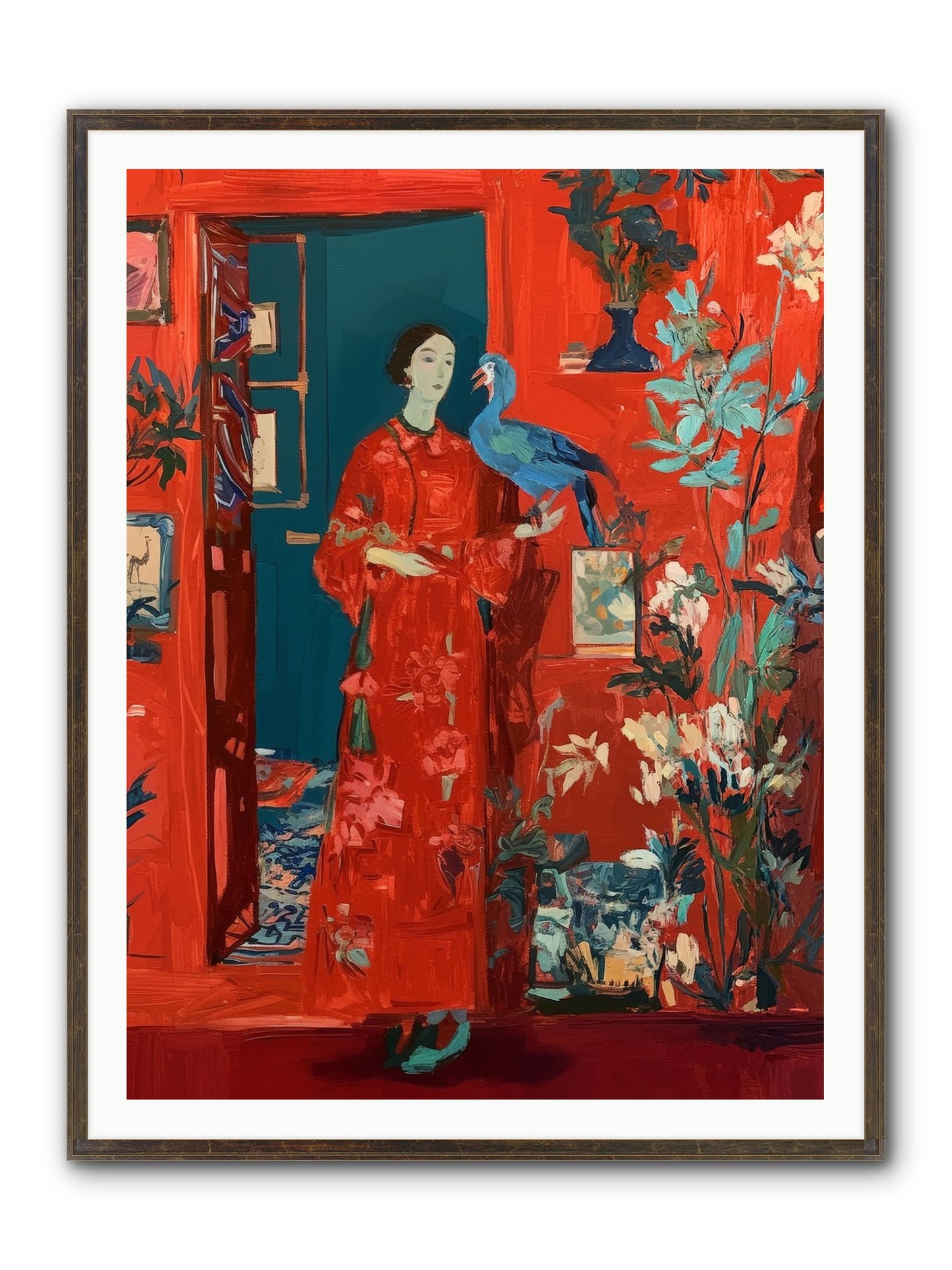Scarlet Season Framed Print - Slimwoods Black/Gold 36x48