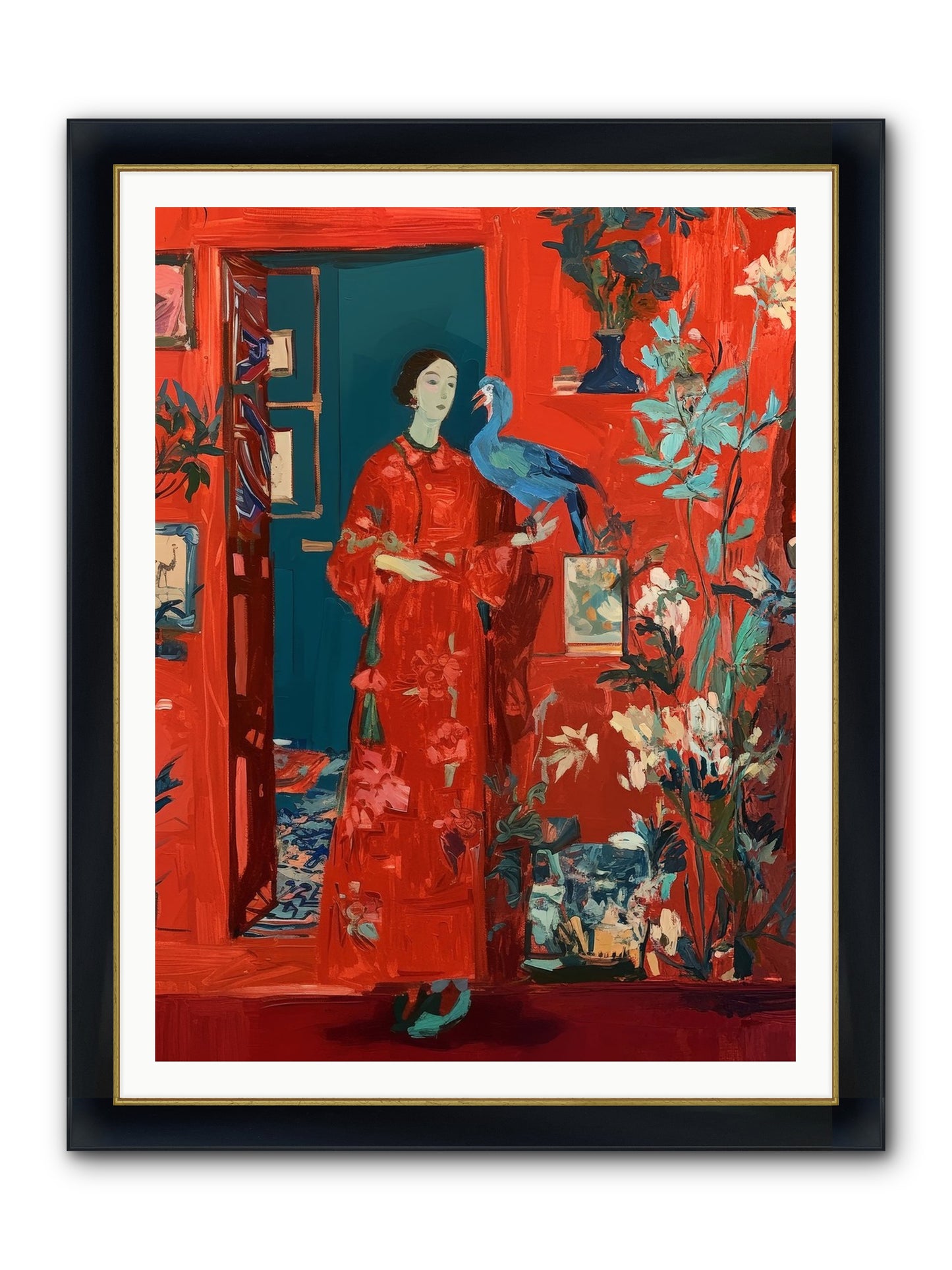 Scarlet Season Framed Print - Wide Black w/Gold 36x48