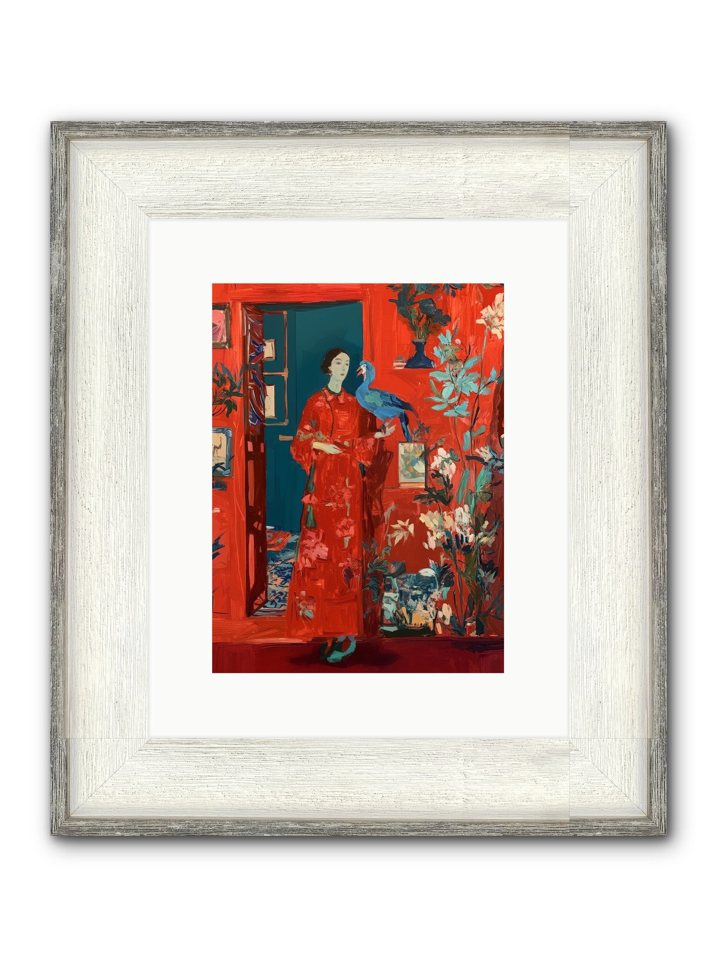 Scarlet Season Framed Print - Driftwood White 9x12