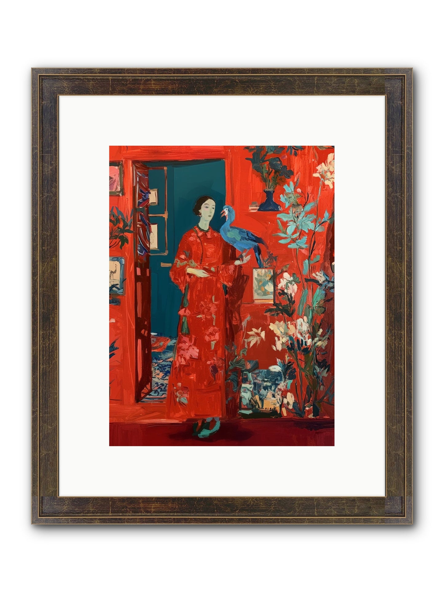 Scarlet Season Framed Print - Slimwoods Black/Gold 9x12