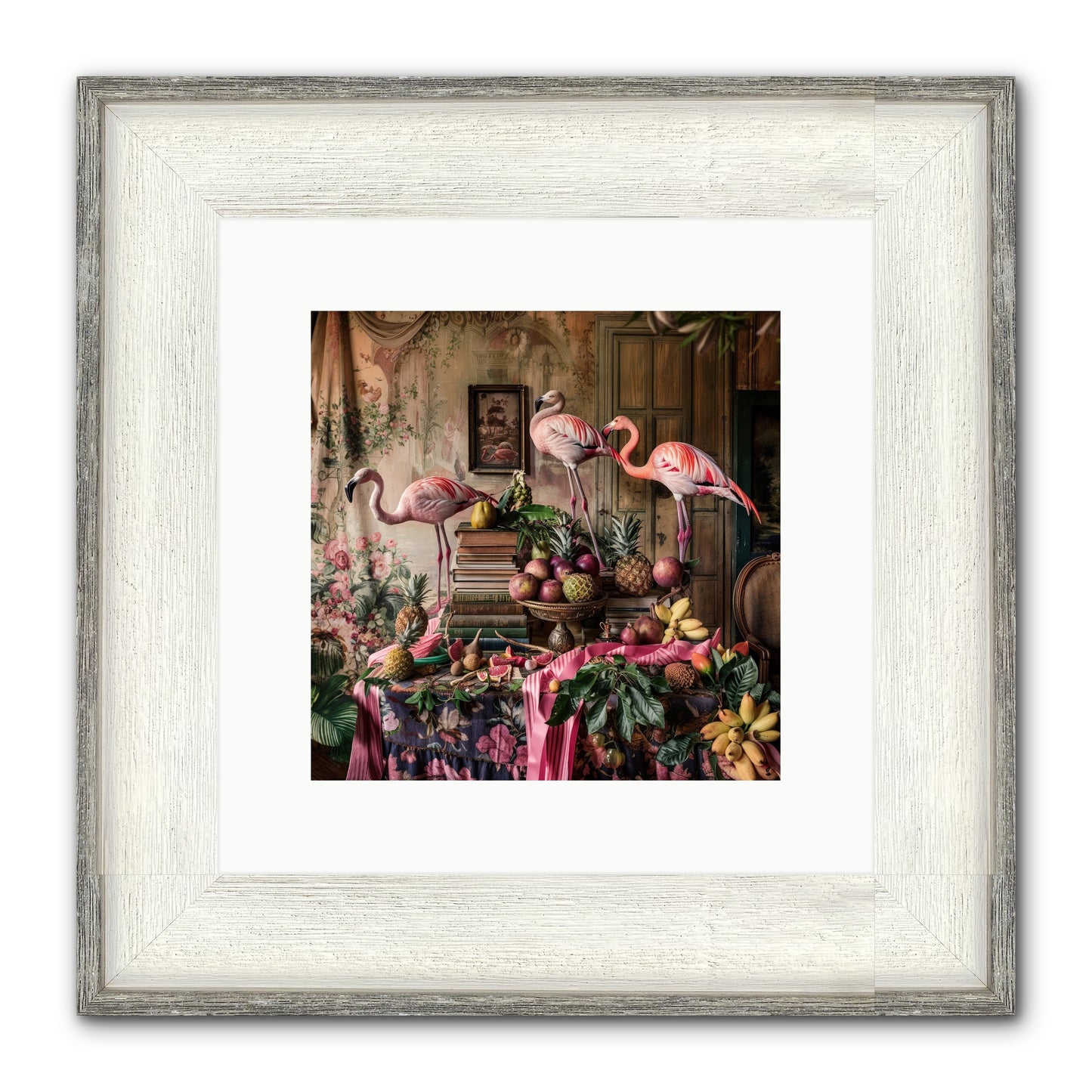 Scarlet Sentinels Of Ancient Waters Framed Print - Driftwood White 10x10
