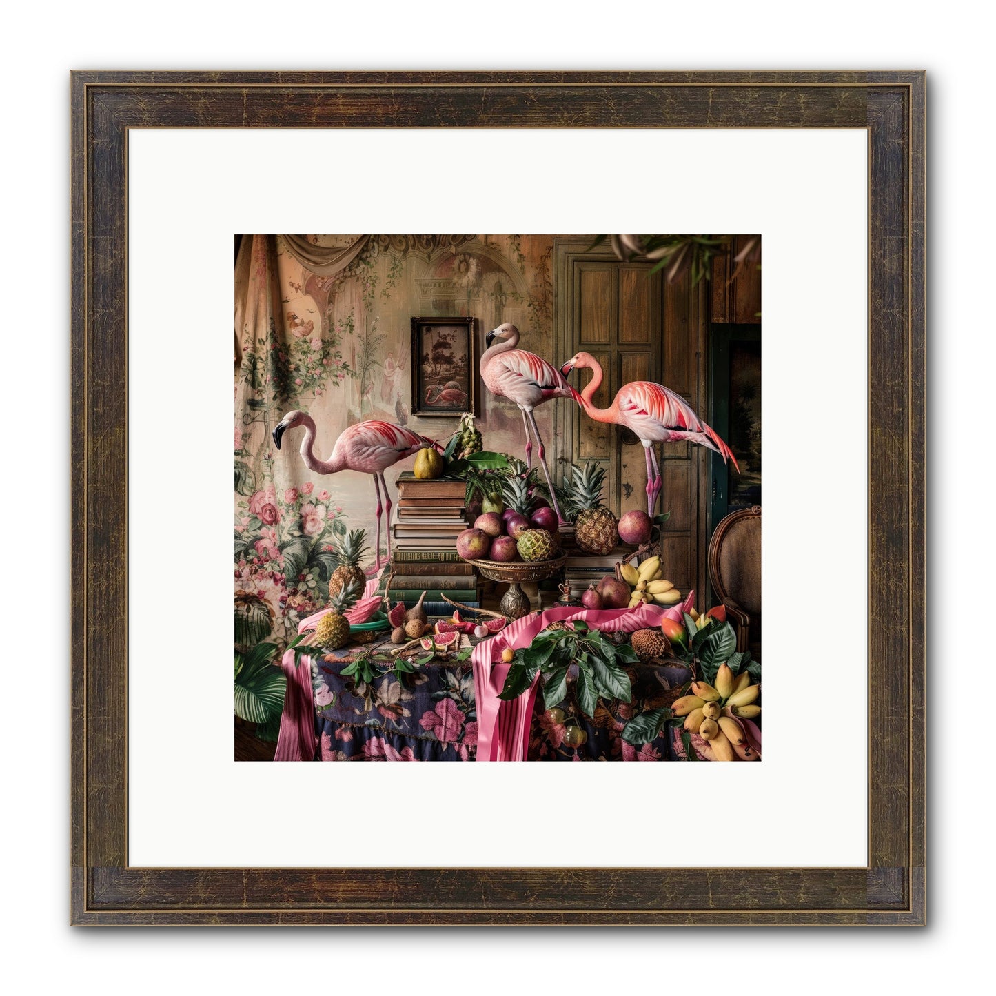 Scarlet Sentinels Of Ancient Waters Framed Print - Slimwoods Black/Gold 10x10