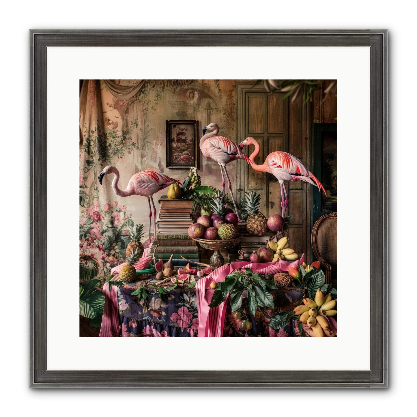 Scarlet Sentinels Of Ancient Waters Framed Print - Slimwoods Black/Silver 16x16