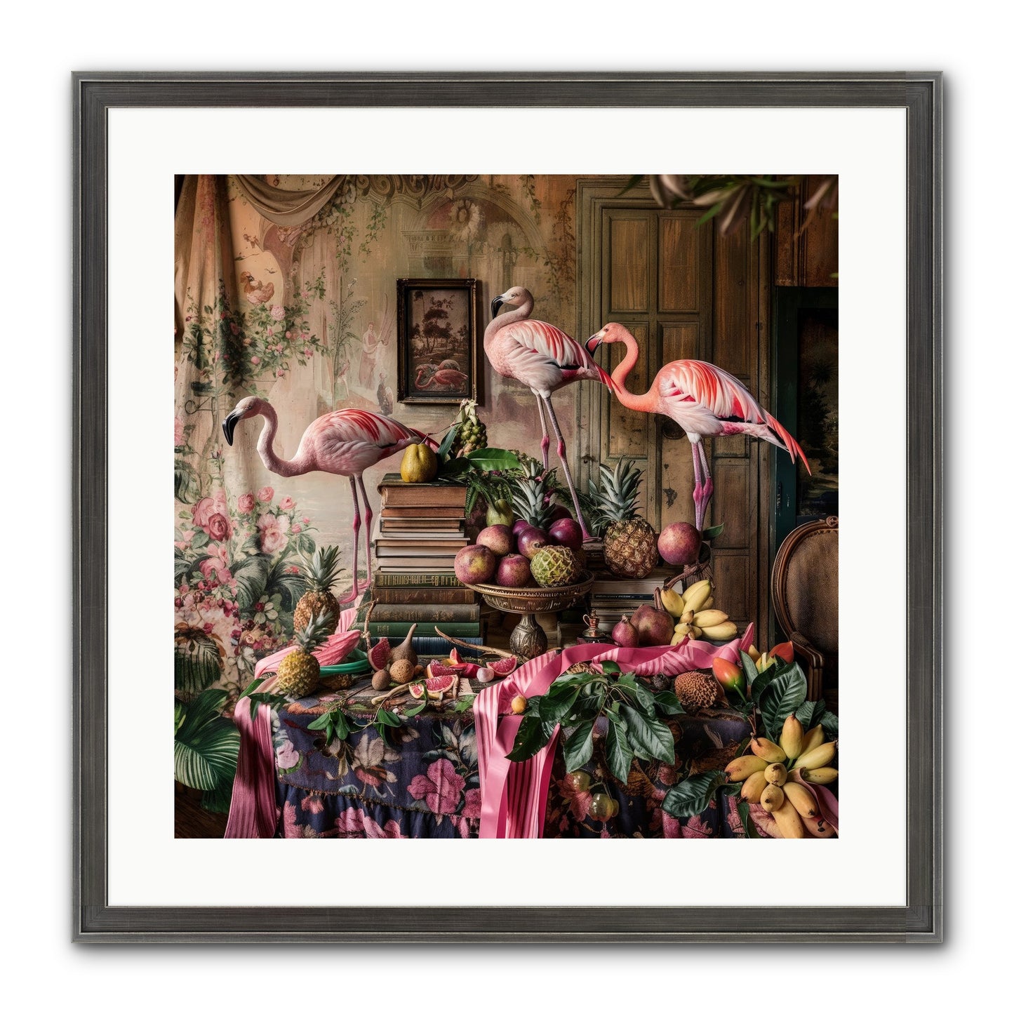 Scarlet Sentinels Of Ancient Waters Framed Print - Slimwoods Black/Silver 20x20