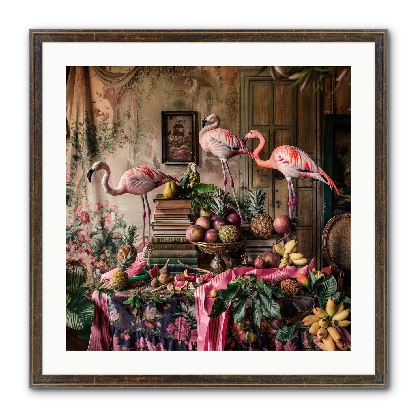 Scarlet Sentinels Of Ancient Waters Framed Print - Slimwoods Black/Gold 24x24