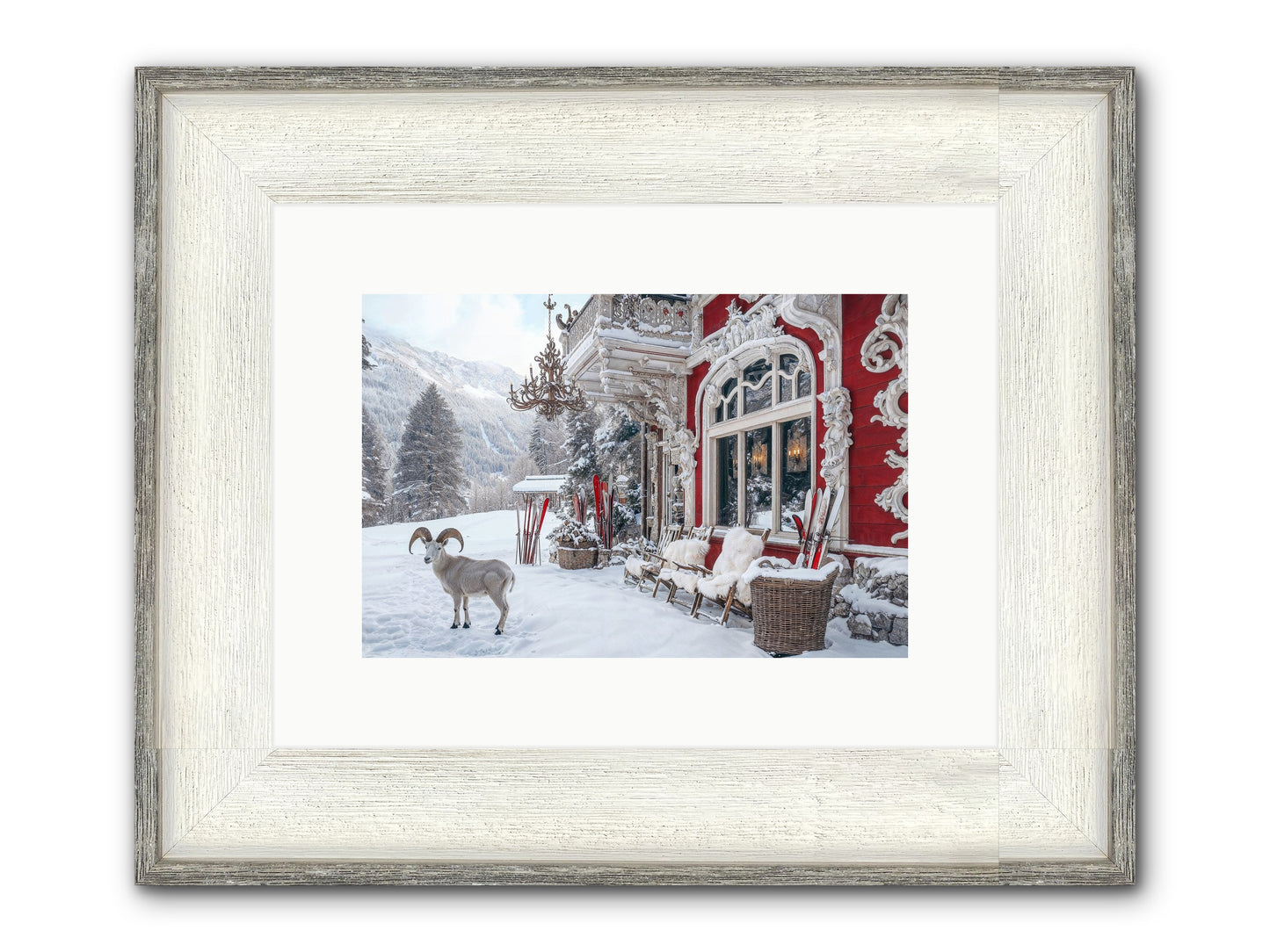 Schnitzel & Sherry Chalet No.2 Framed Print - Driftwood White 12x8