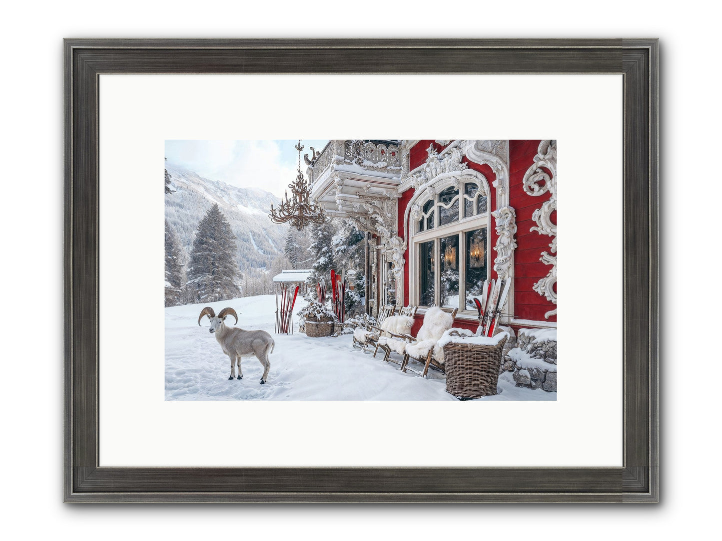 Schnitzel & Sherry Chalet No.2 Framed Print - Slimwoods Black/Silver 12x8