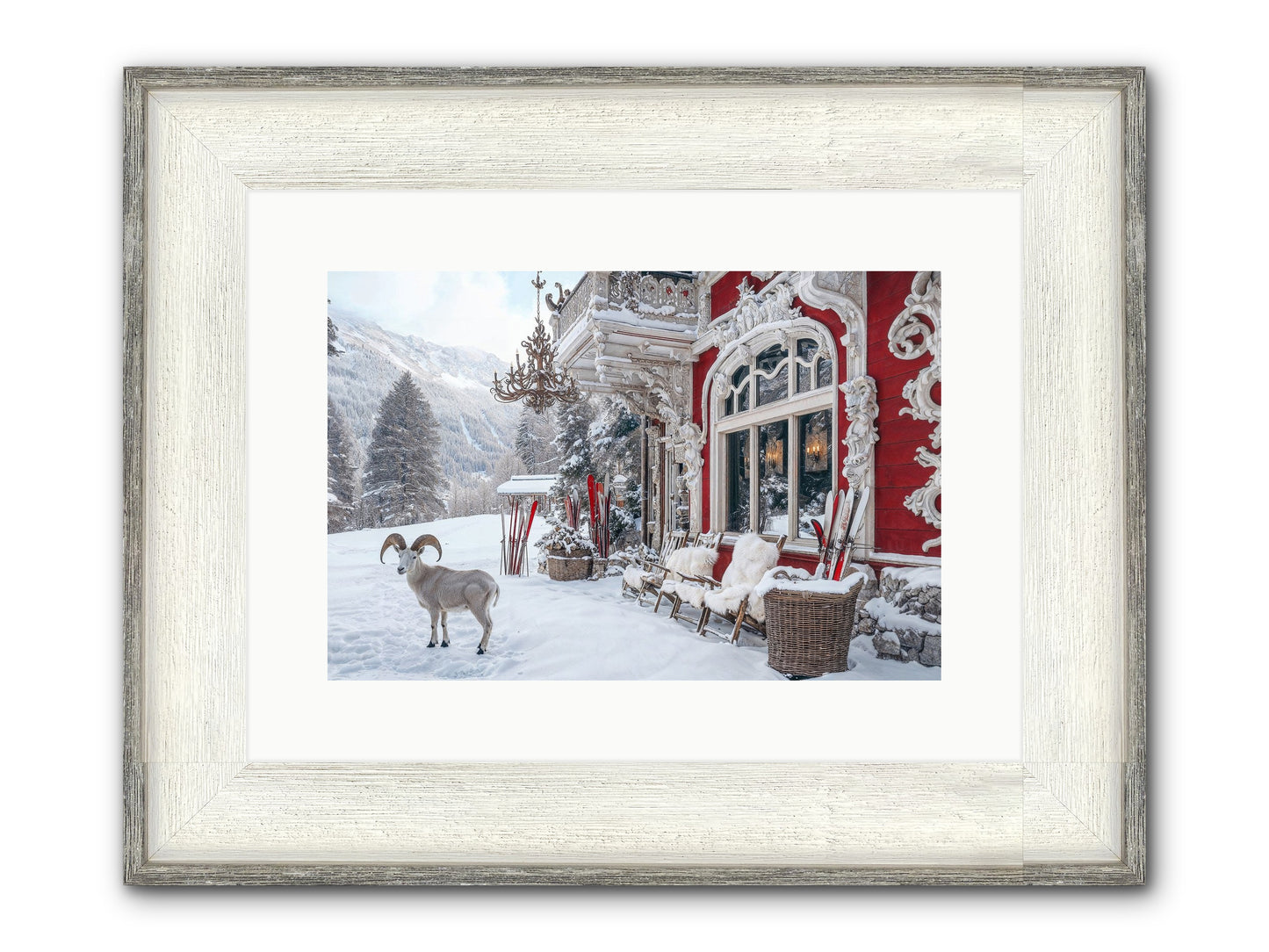 Schnitzel & Sherry Chalet No.2 Framed Print - Driftwood White 15x10