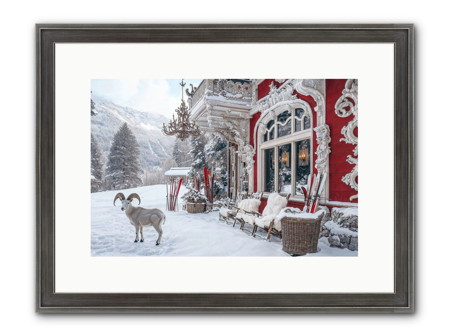 Schnitzel & Sherry Chalet No.2 Framed Print - Slimwoods Black/Silver 15x10