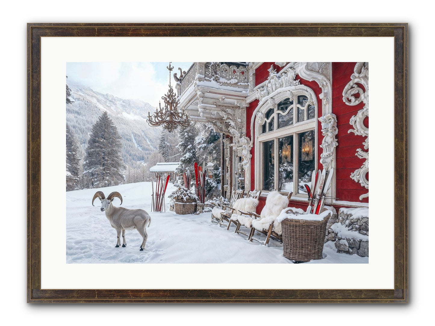 Schnitzel & Sherry Chalet No.2 Framed Print - Slimwoods Black/Gold 24x16