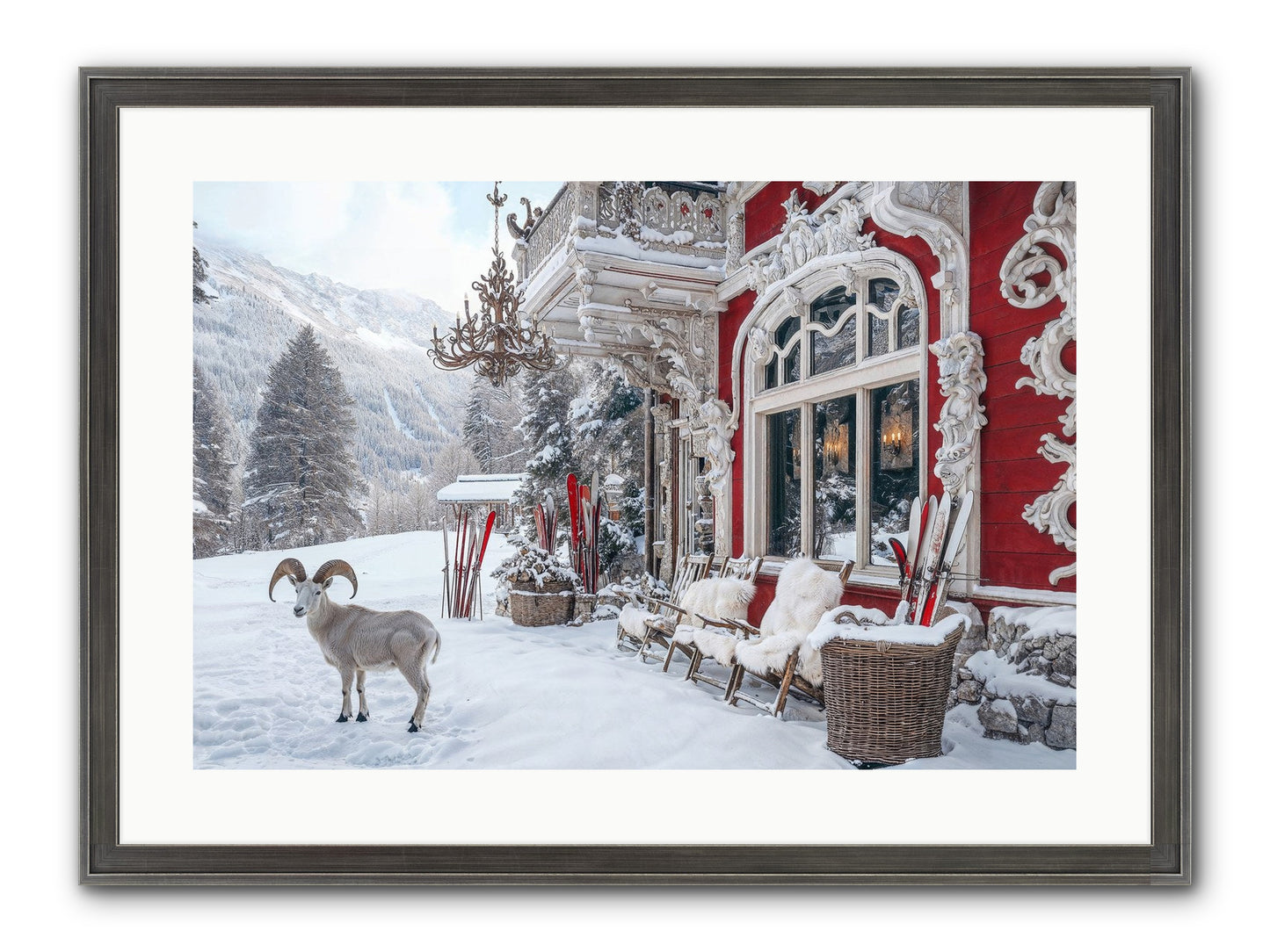Schnitzel & Sherry Chalet No.2 Framed Print - Slimwoods Black/Silver 24x16